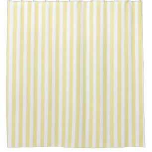Yellow and white candy stripes shower curtain