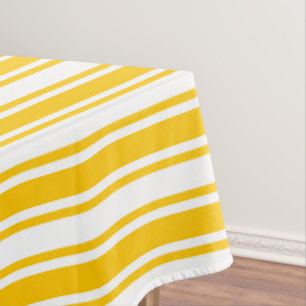 Yellow and white candy stripes tablecloth