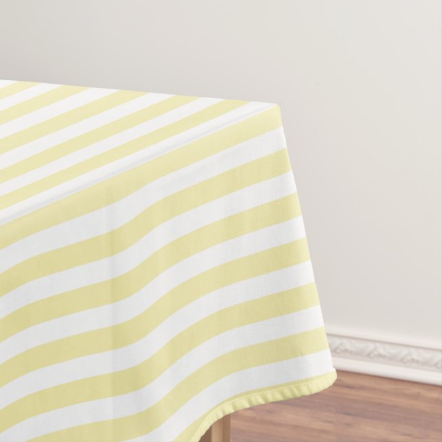 Yellow and white candy stripes tablecloth (In Situ)