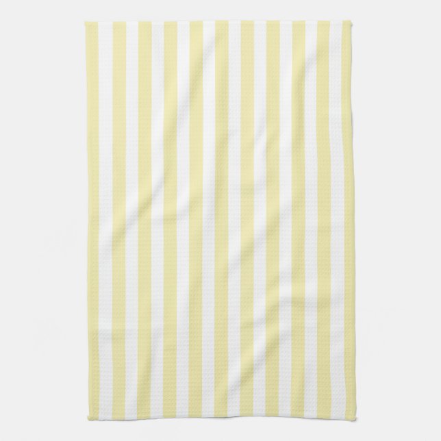 Yellow and white candy stripes tea towel (Vertical)