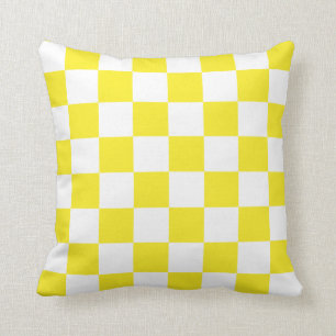 Yellow and White Checks Cushion
