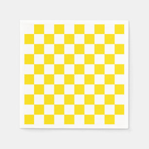Yellow and White Chequered Board Pattern Napkin