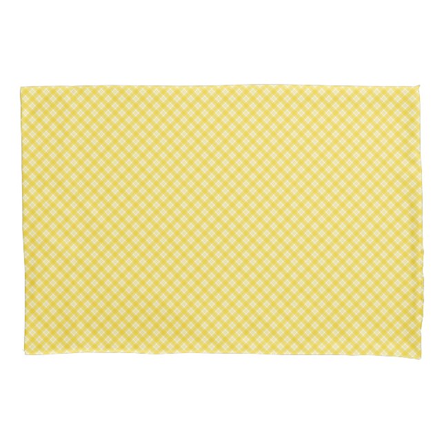 Yellow and white chequered pattern displayed pillowcase (Front)