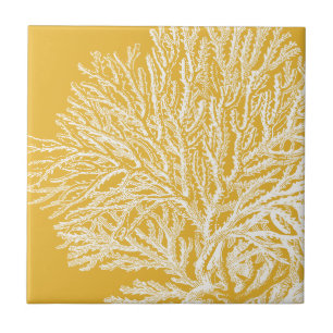 Yellow and White Coral Ceramic Tile