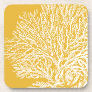 Yellow and White Coral Coaster