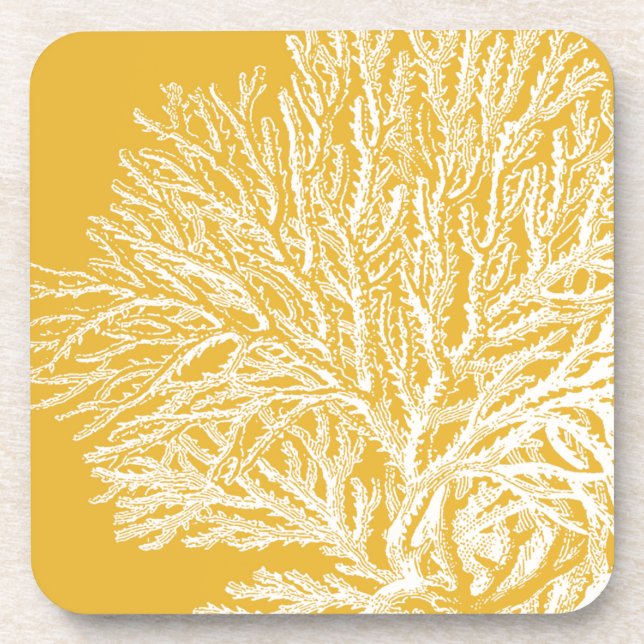 Yellow and White Coral Coaster (Front)