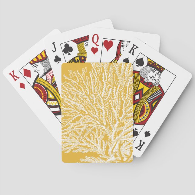 Yellow and White Coral Playing Cards (Back)