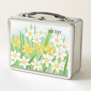 Yellow and White Daffodils in Spring Custom Metal Lunch Box