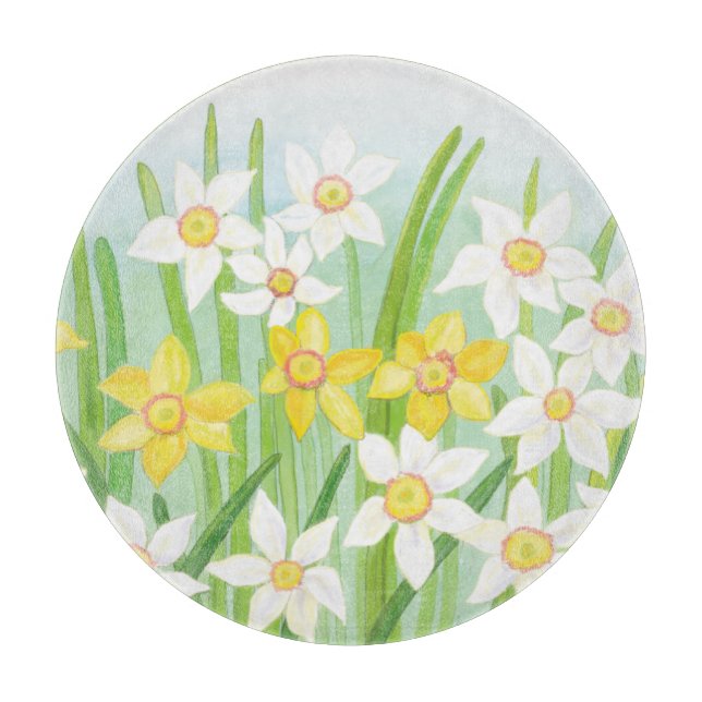 Yellow and White Daffodils in Spring  Cutting Board (Front)