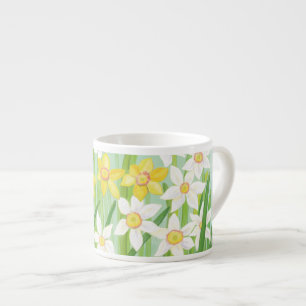 Yellow and White Daffodils in Spring Espresso Cup