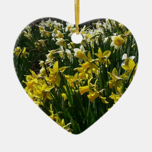 Yellow and White Daffodils Spring Flowers Ceramic Ornament (Front)