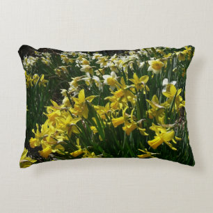 Yellow and White Daffodils Spring Flowers Decorative Cushion