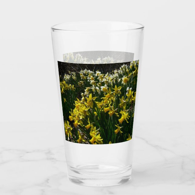 Yellow and White Daffodils Spring Flowers Glass (Front)