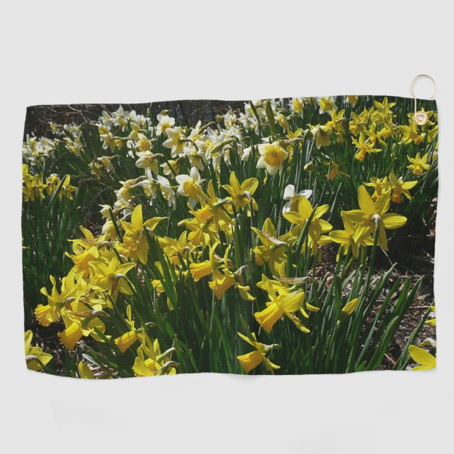 Yellow and White Daffodils Spring Flowers Golf Towel (Horizontal)