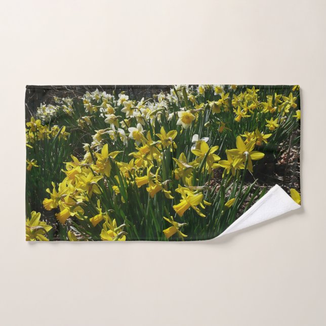 Yellow and White Daffodils Spring Flowers Hand Towel (Hand Towel)