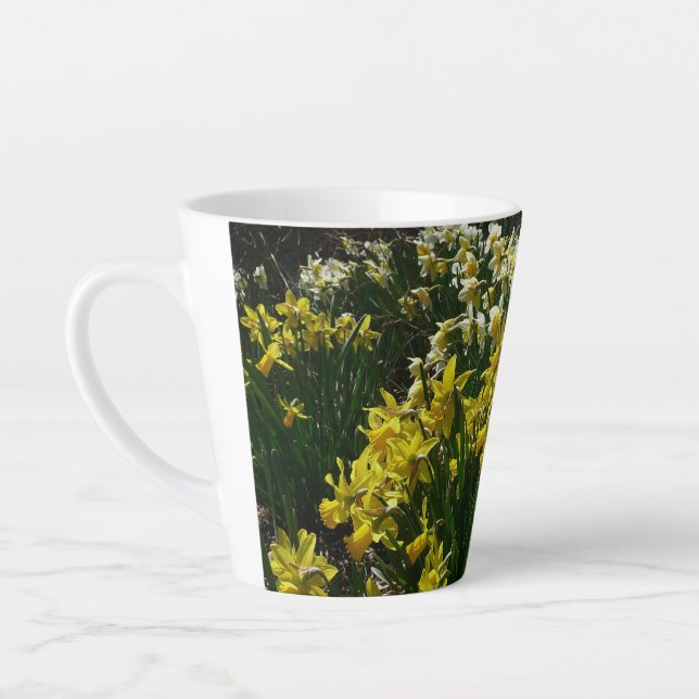 Yellow and White Daffodils Spring Flowers Latte Mug (Left)