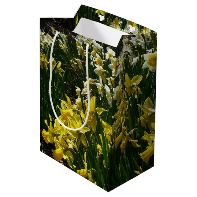 Yellow and White Daffodils Spring Flowers Medium Gift Bag (Back Angled)