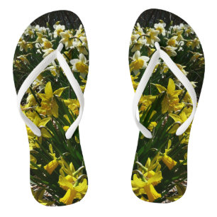 Yellow and White Daffodils Spring Flowers Thongs