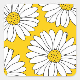 Yellow and White Daisies 2 Square Sticker