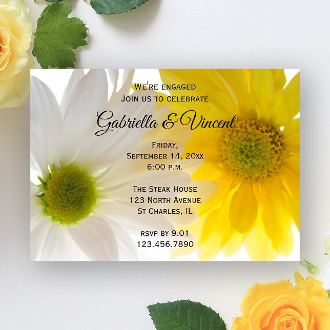 Yellow and white Daisies Engagement Party Invitation (Creator Uploaded)