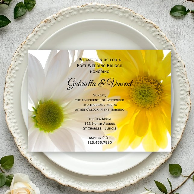 Yellow and White Daisies Post Wedding Brunch Invitation (Creator Uploaded)