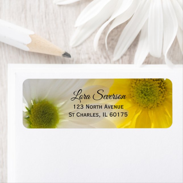 Yellow and White Daisies Return Address Label (Insitu)
