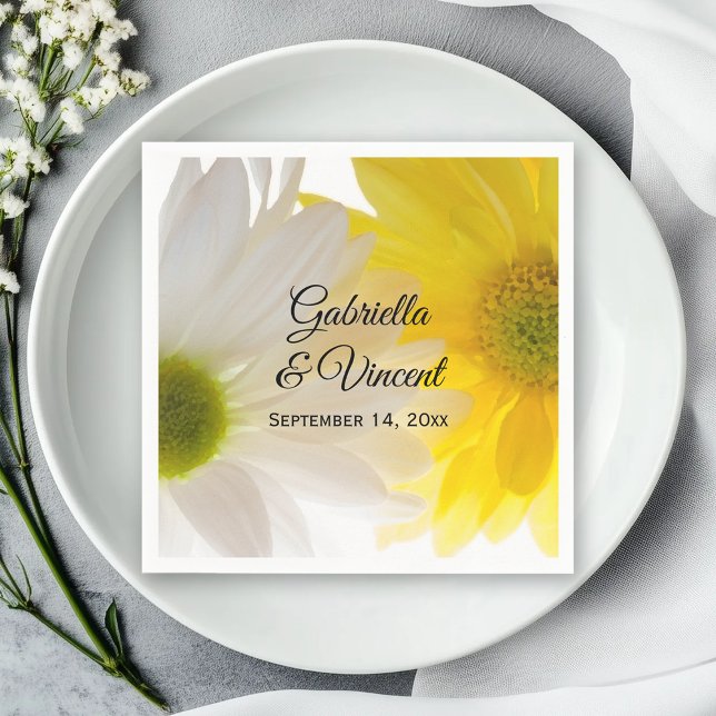 Yellow and White Daisies Wedding Napkin (Creator Uploaded)