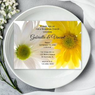 Yellow and White Daisies Wedding Rehearsal Dinner Invitation