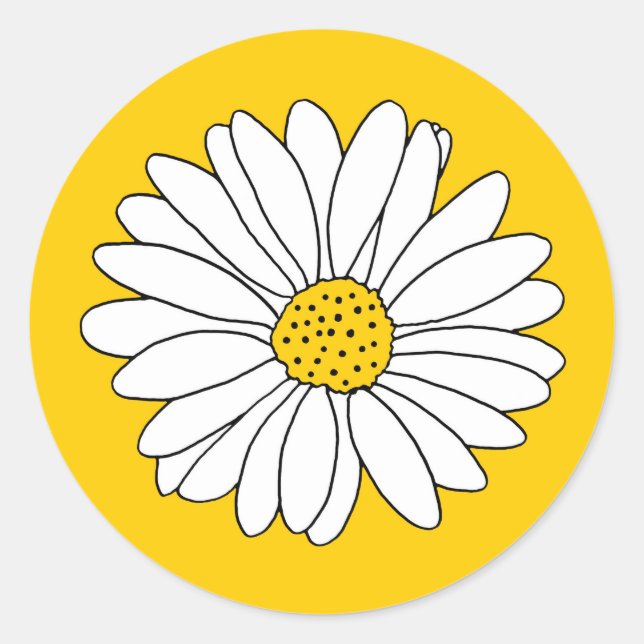 Yellow and White Daisy 2 Classic Round Sticker (Front)