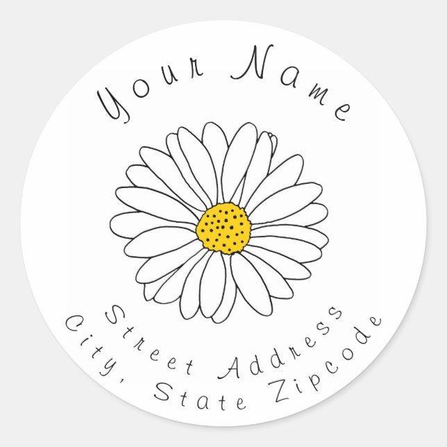 Yellow and White Daisy Address Label (Front)