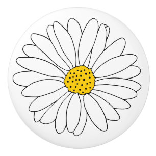 Yellow and White Daisy Ceramic Knob