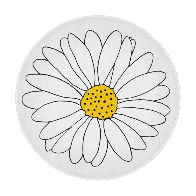 Yellow and White Daisy Cutting Board (Front)