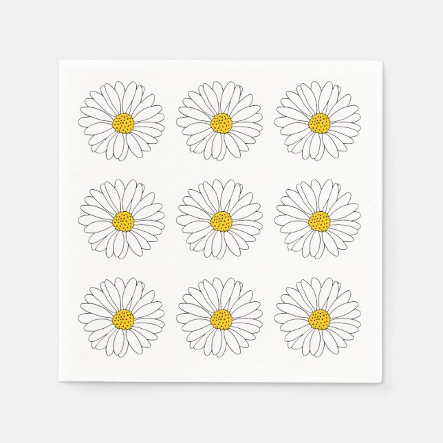 Yellow and White Daisy Pattern Napkins (Front)