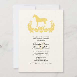 Yellow and White Damask Horse Wedding Invitation
