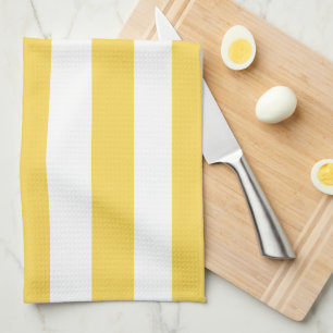 Yellow and White Deckchair Stripes Tea Towel