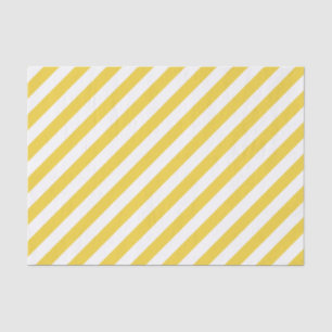 Yellow and White Diagonal Stripes Pattern Tissue Paper