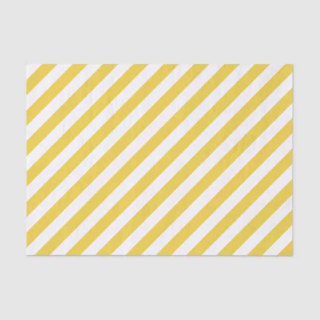 Yellow and White Diagonal Stripes Pattern Tissue Paper (Front)