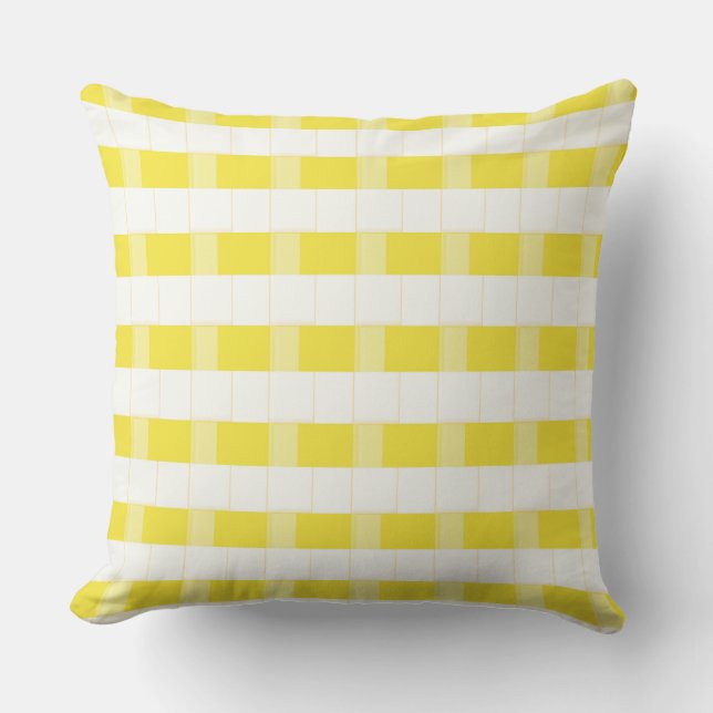Yellow and White Dimensional Checks Throw Pillow (Front)