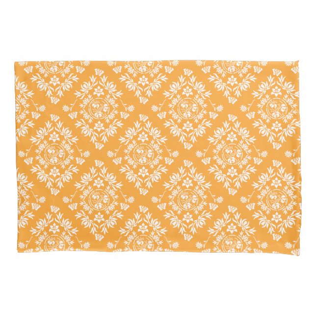 Yellow and White Floral Damask Pillow Case (Front)