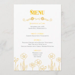 Yellow and White Floral Wedding Menu