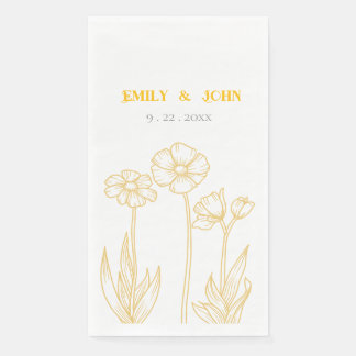 Yellow and White Floral Wedding  Napkin