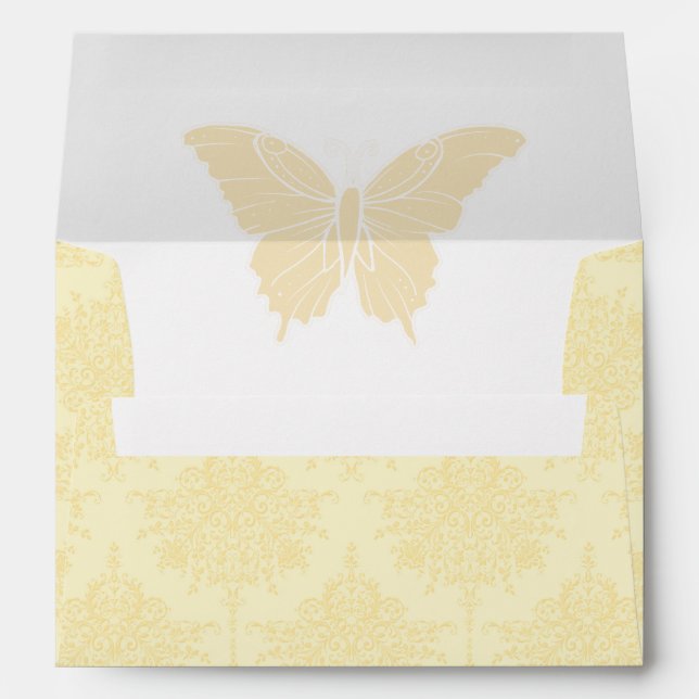 Yellow and White Flowers and Butterflies Wedding Envelope (Back (Bottom))