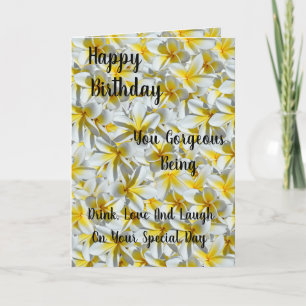 Yellow And White Frangipani Flowers Card
