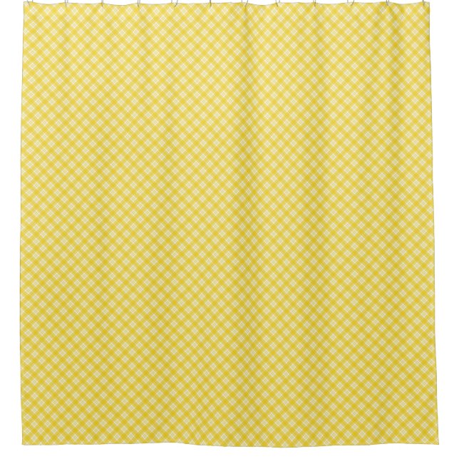 Yellow and white geometric-patterned shower  curtain (Front)