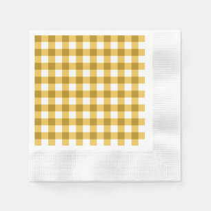 Yellow And White Gingham Check Pattern Napkin
