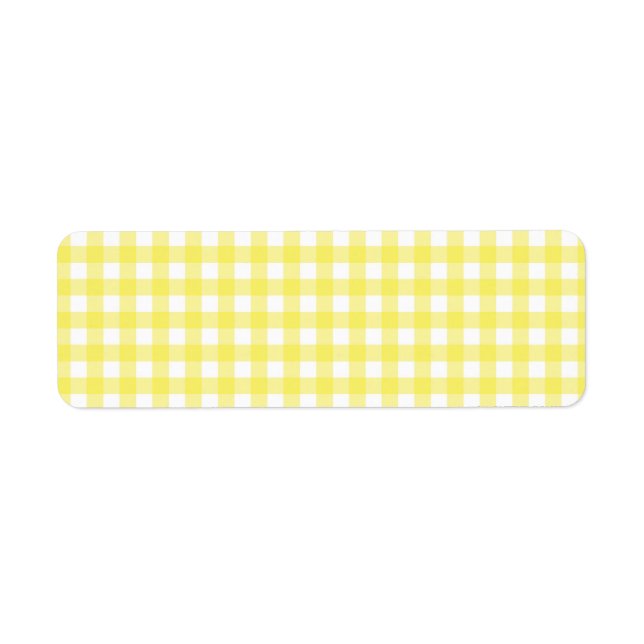 Yellow and White Gingham Design Return Address Label (Front)