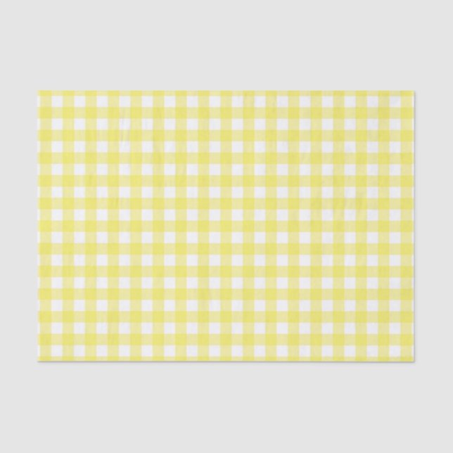 Yellow and White Gingham Design Tissue Paper (Front)
