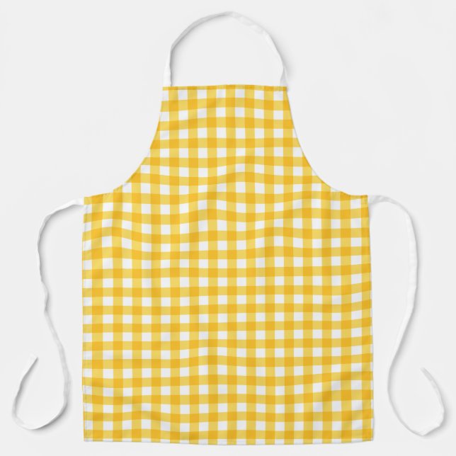 Yellow and White Gingham Pattern Apron (Front)