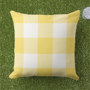 Yellow and White Gingham Plaid Pattern Cushion