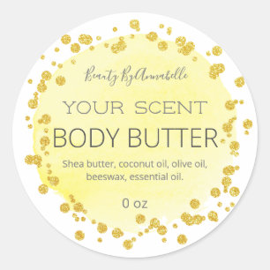 Yellow And White Gold Dots Body Butter Labels
